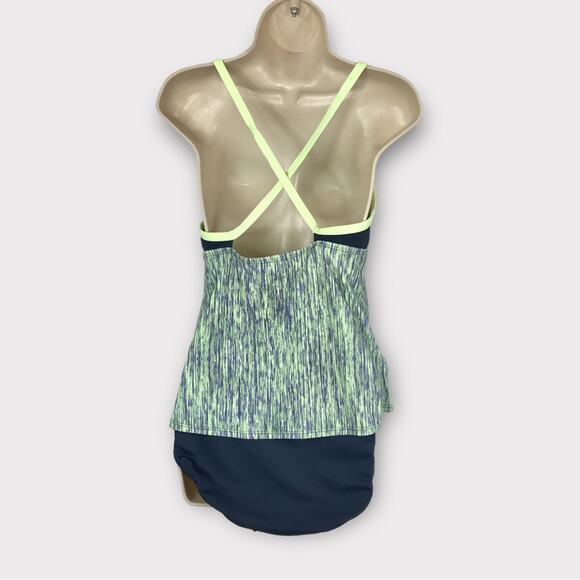 Nike NWT 2 Piece Swimsuit Tankini Top & Bikini Bottom Blue & Green Size L - Picture 3 of 6